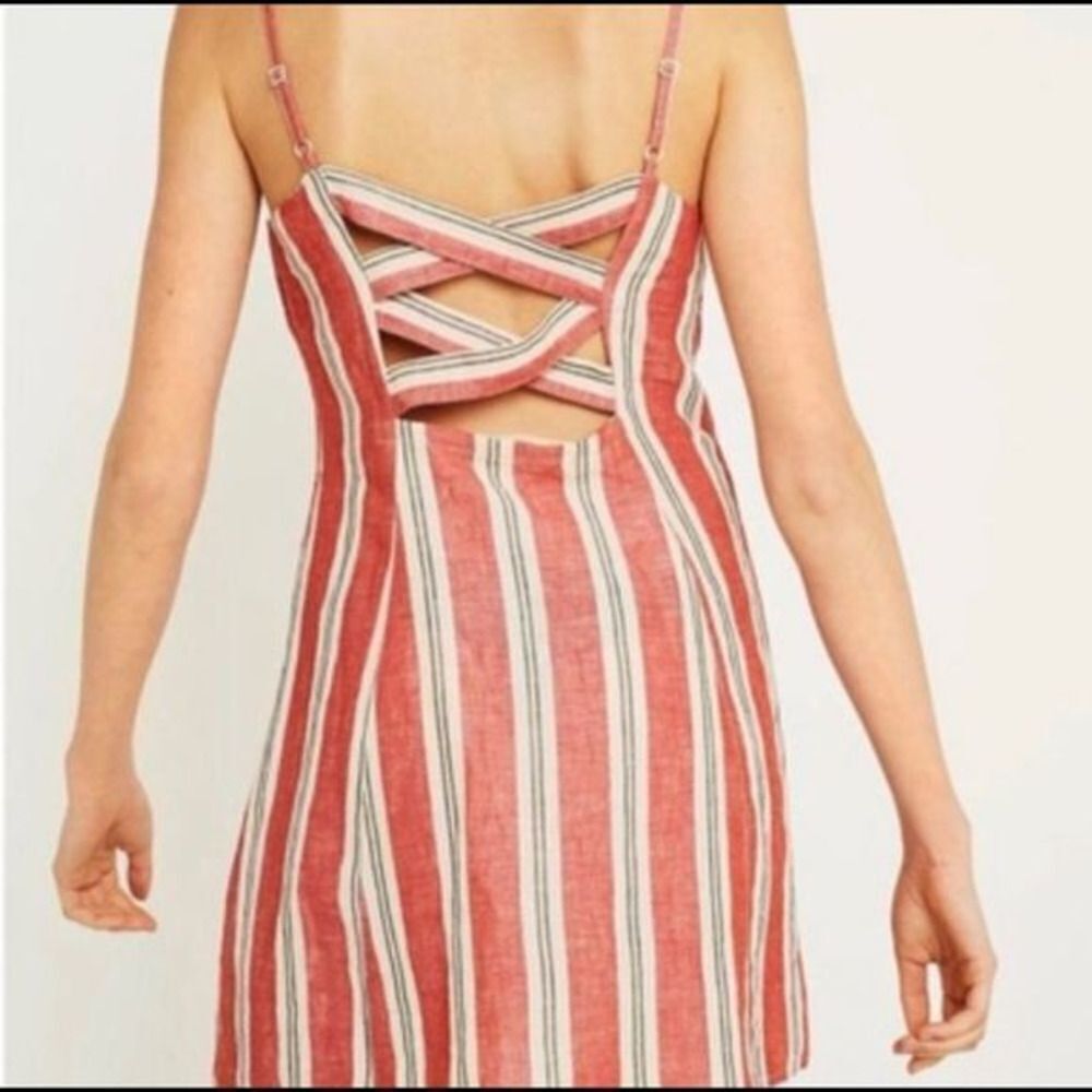 Urban Outfitters striped‎ linen mini dress with buttons woman’s size M